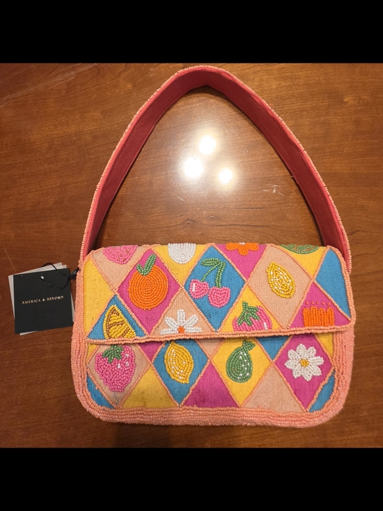America & Beyond Handbags - NWT America & Beyond Beaded Fruit Shoulder Bag Handmade India Statement Purse